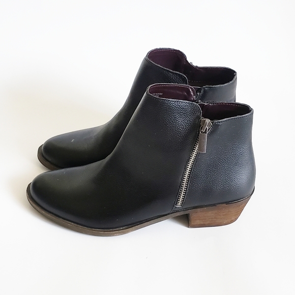 KENSIE GHITA Black Leather Ankle Almond Toe Booties Size 9 - Picture 4 of 10